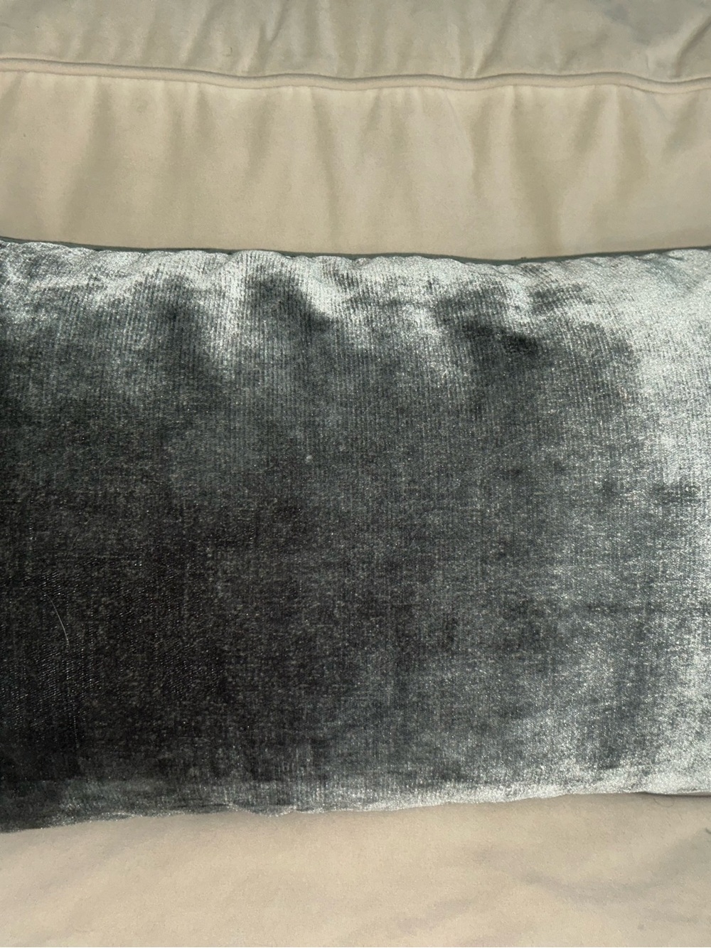 Plush Velvet Lumbar Accent Pillow in Charcoal Gray